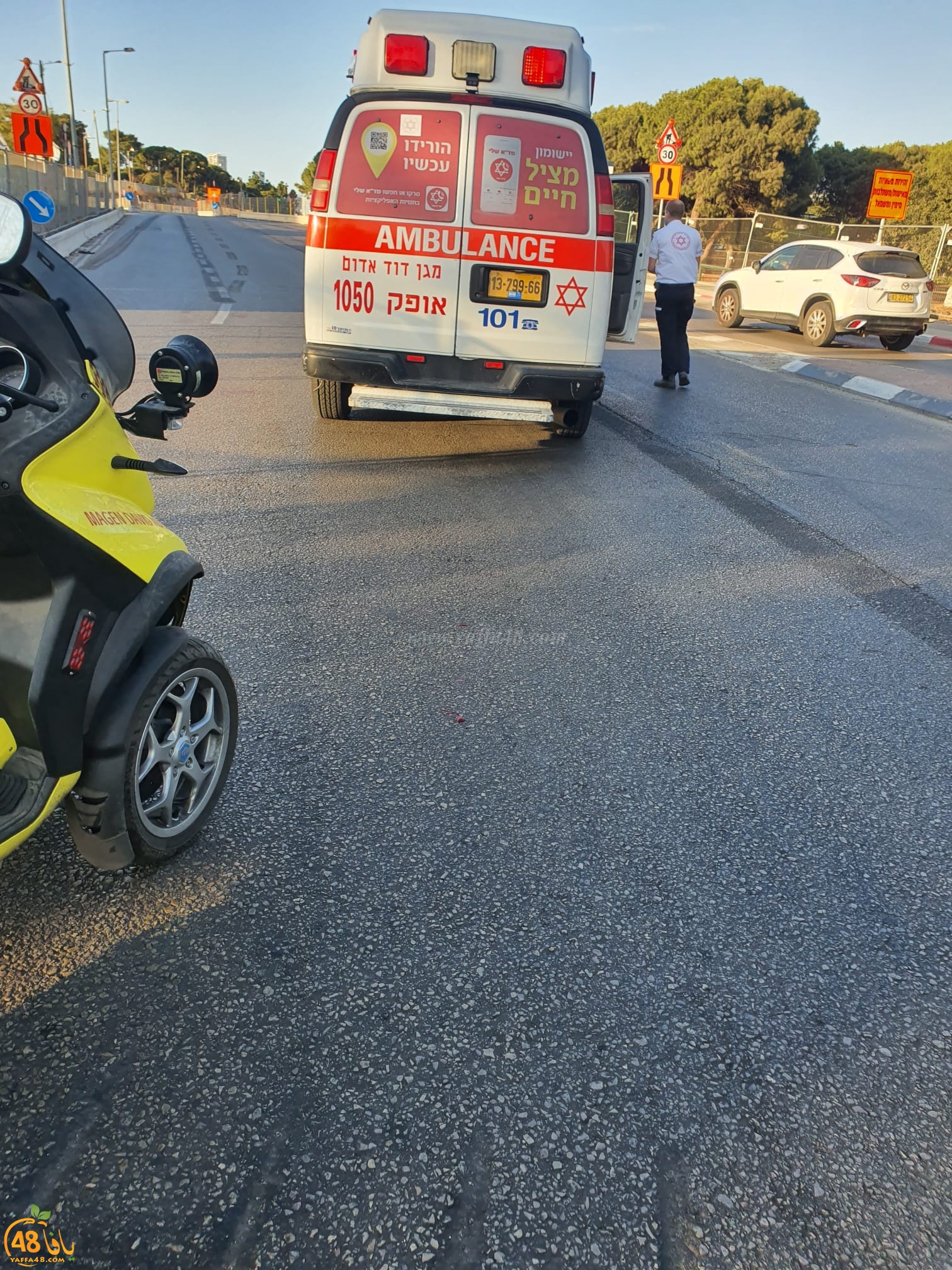  اصابة حرجة لراكب دراجة نارية بحادث طرق شرق مدينة يافا 